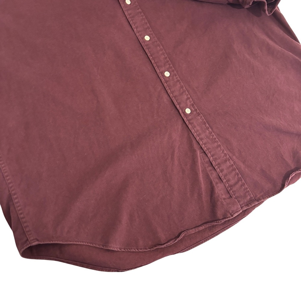 Ralph Lauren Blaire Button Down Shirt Men XXL Burgundy Thick Cotton Long Sleeve - Picture 9 of 10